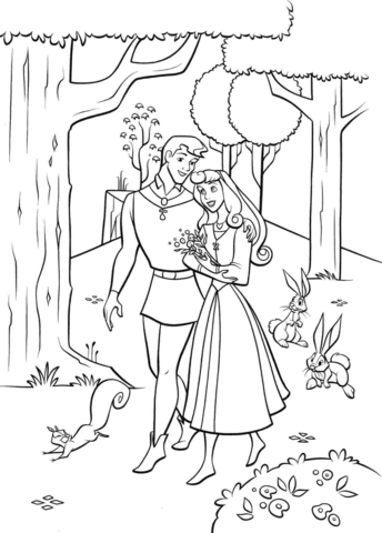 Phillip And Aurora Are Falling In Love Coloring Page